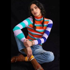 Anthropologie NWT Maeve Striped Turtleneck Sweater Size S.